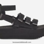 mulher flatform mevia couro X88NTZ80 preto Teva