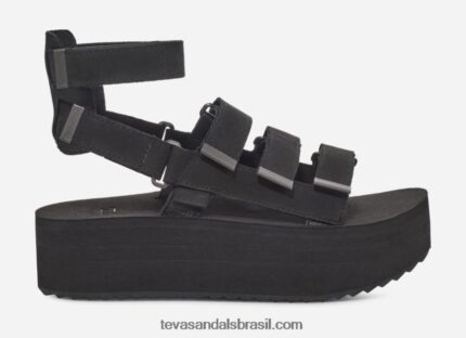 mulher flatform mevia couro X88NTZ80 preto Teva