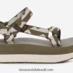 universal flatform feminino X88NTZ50 equilíbrio azeitona queimada Teva